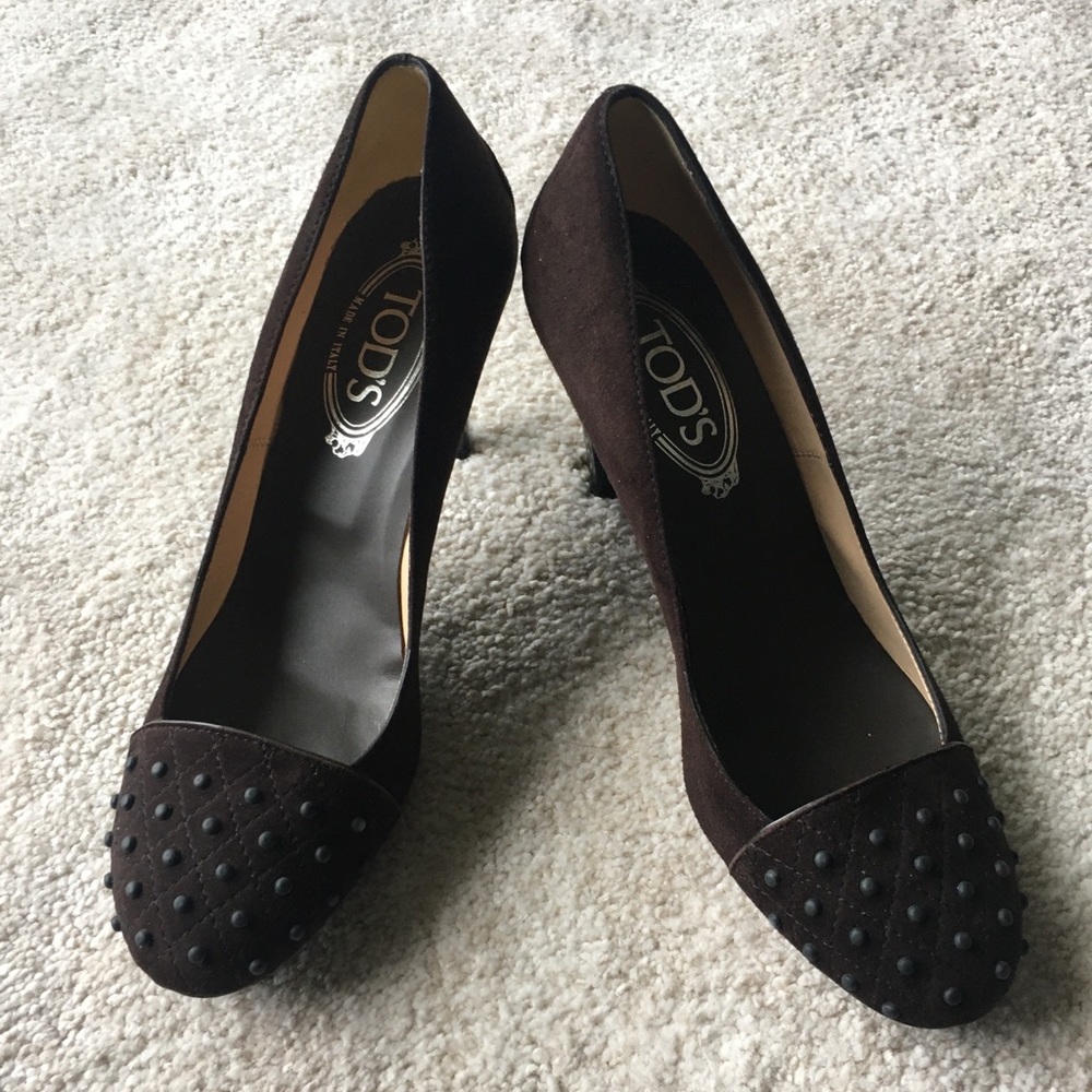Tods Brown Suede Heels